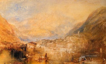湖池の滝 Painting - ルツェルン湖からのブルネン ロマンチックな風景 ジョゼフ・マロード・ウィリアム・ターナー